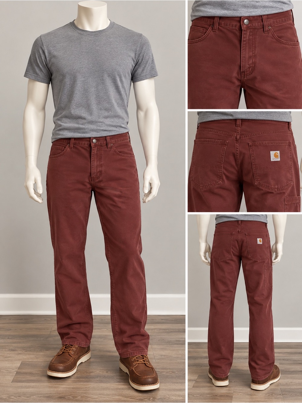 Carhartt Men's Corduroy Work Pants in Brick Red